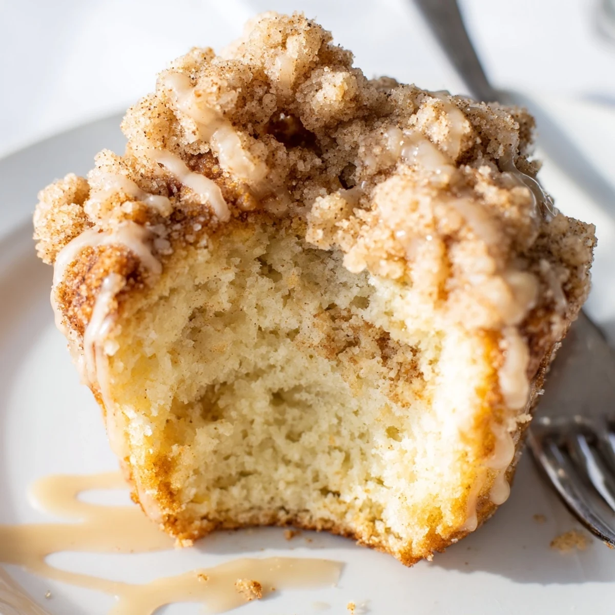Soft Festive Eggnog Christmas Cookie Muffins topped with a cookie crumble, perfect for holiday gatherings.
