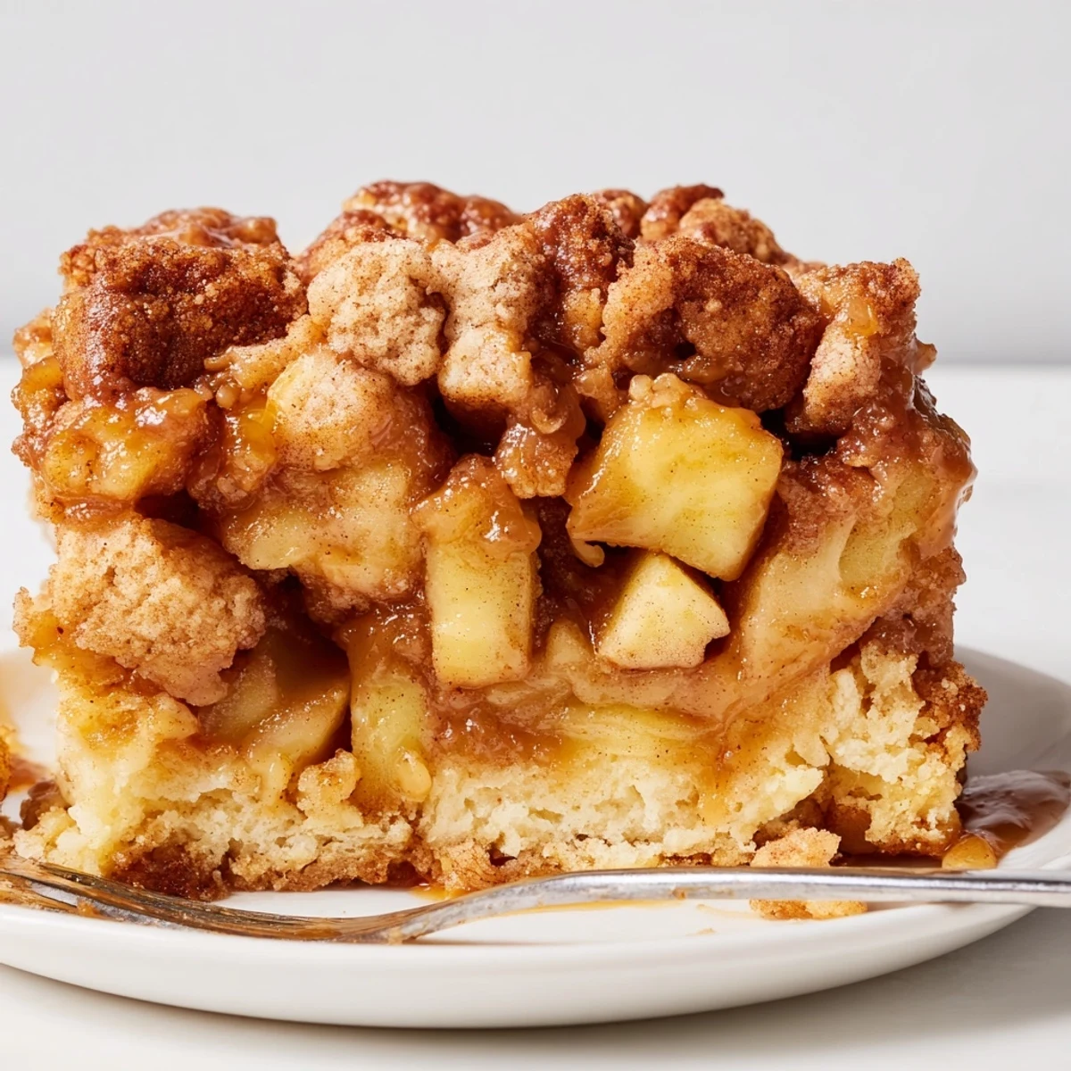 Indulgent Caramel Apple Churro Biscuit Bars, golden brown and ooey-gooey with spiced apples.