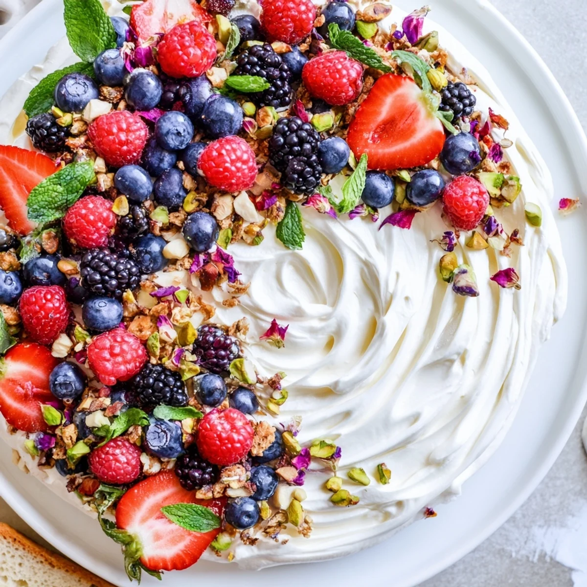 Vibrant Butter Board Dessert Version showcasing whipped cream cheese and mixed berries delight.