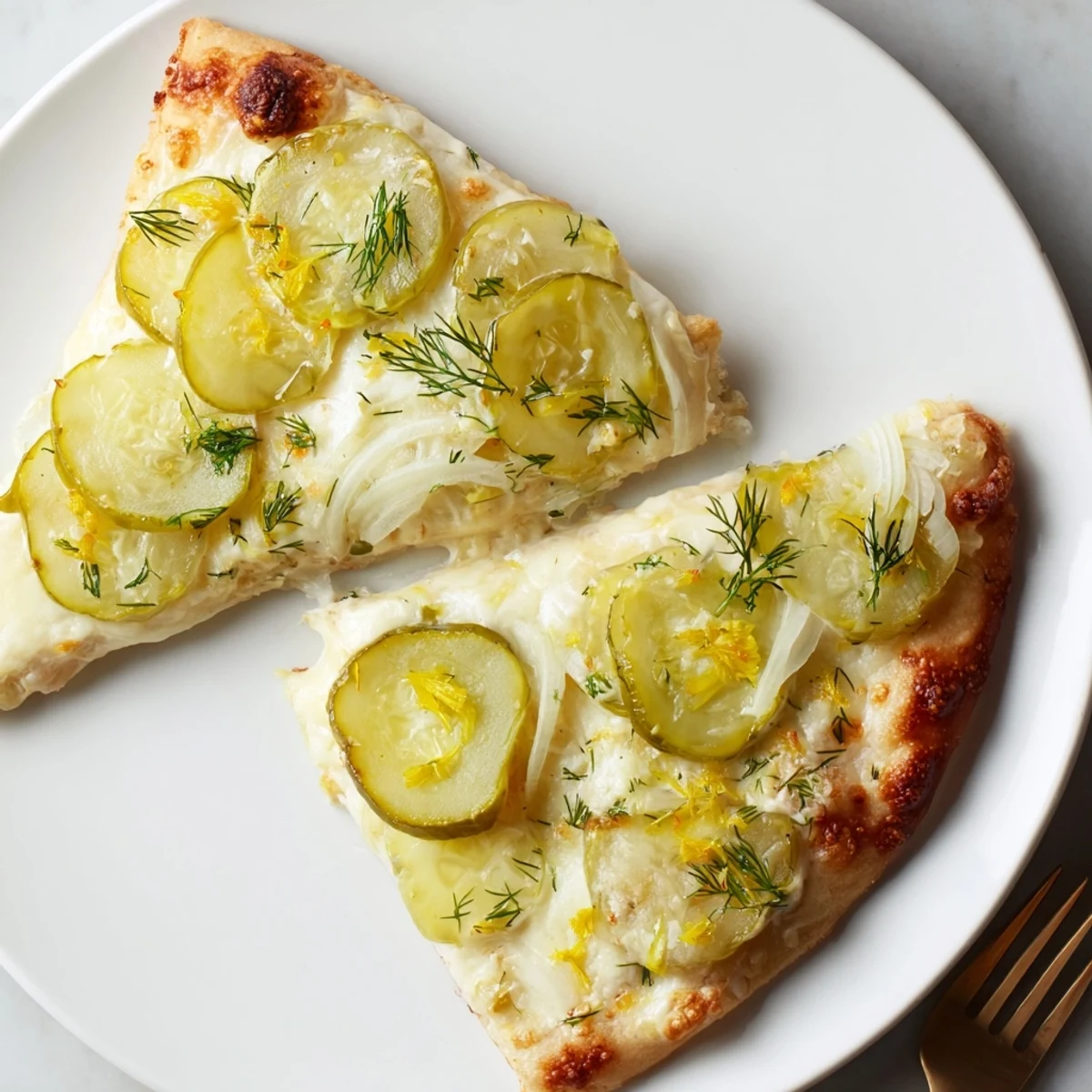 Deliciously baked pickle pizza with gooey cheese and crunchy dill toppings  