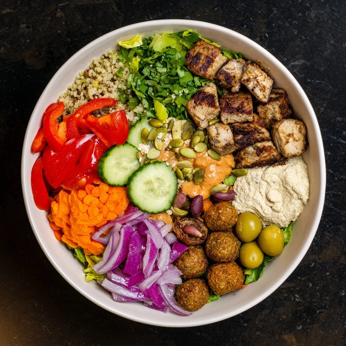 A colorful spread of build-your-own boards featuring fresh ingredients and proteins.  