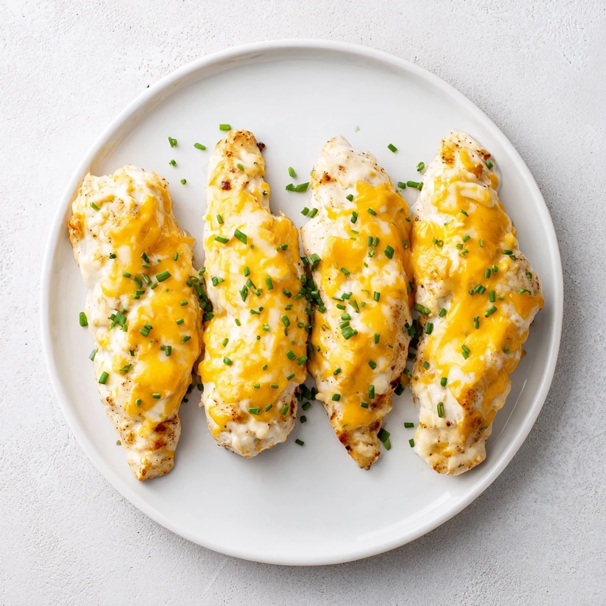 Juicy Cheddar Ranch Chicken Bake with creamy sauce and golden cheese topping.  