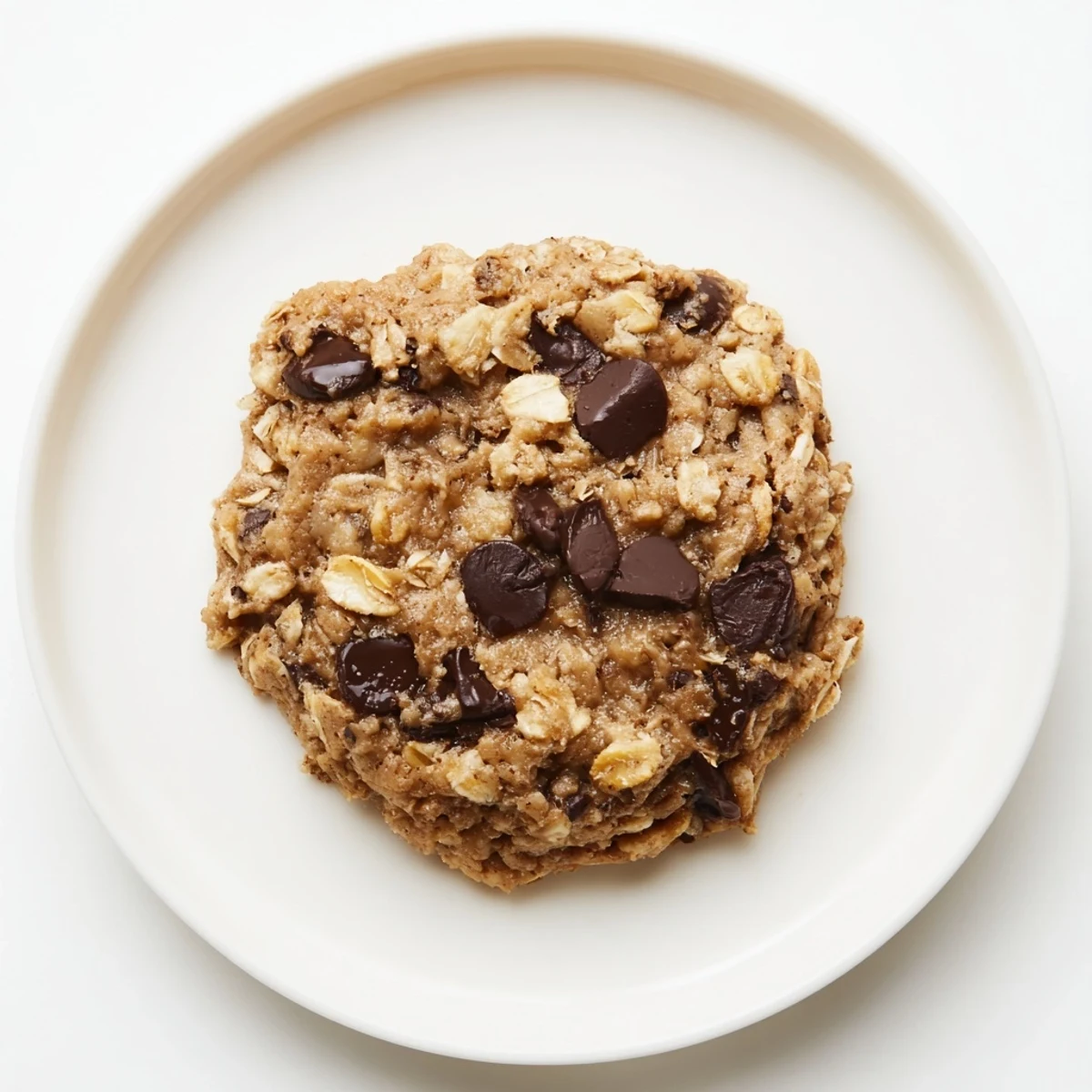 Freshly baked Oat-Banana Chocolate Chip Cookies, offering a sweet, warm banana and chocolate aroma.