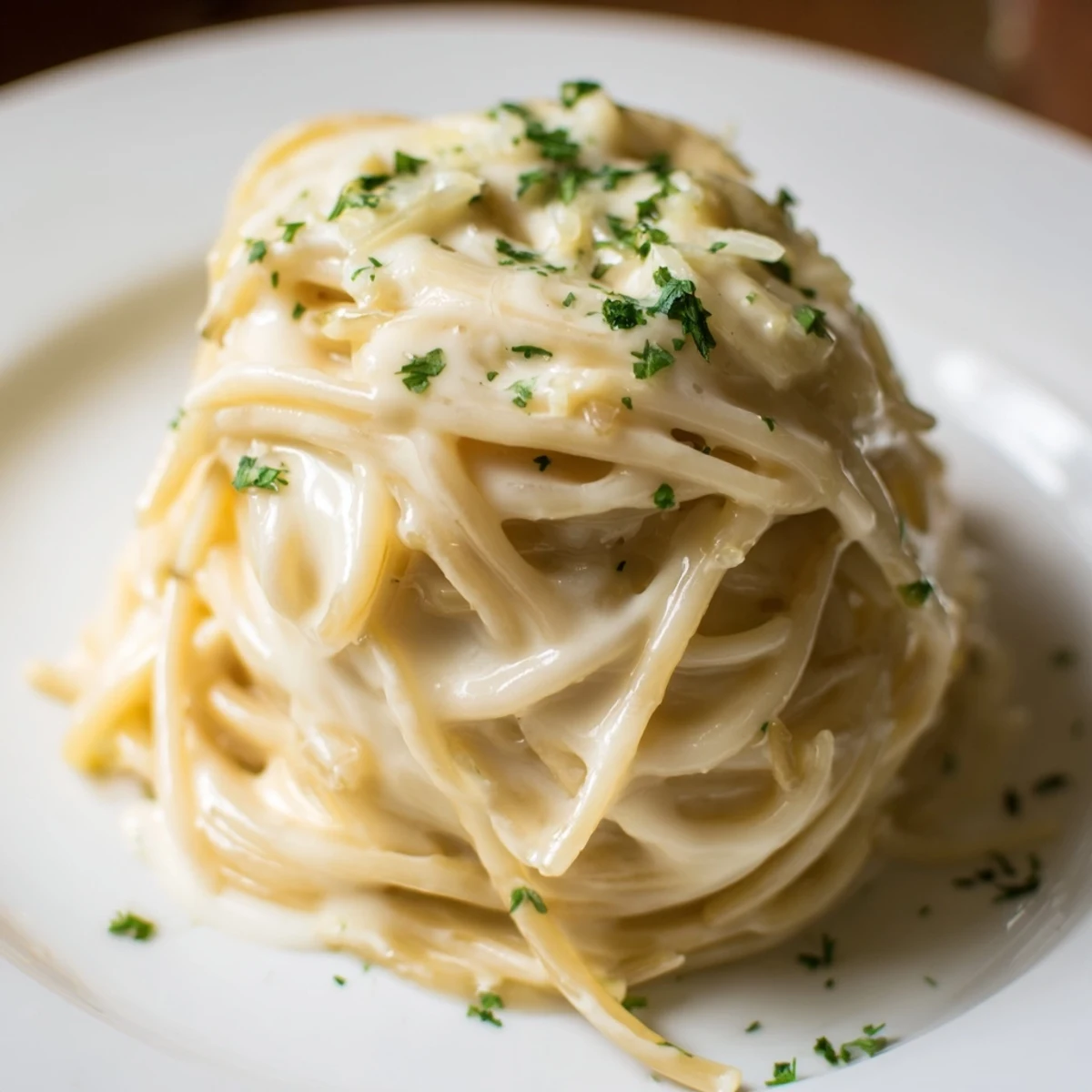Melted cheese coats every strand of this Creamy Three-Cheese Spaghetti, a comforting weeknight dinner.