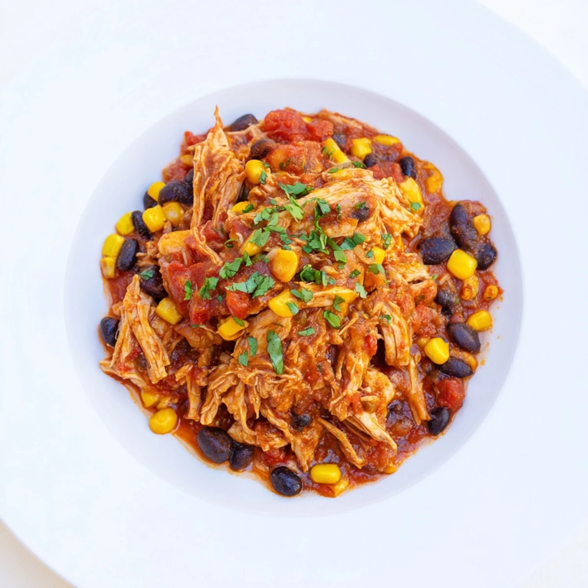 Tender, slow cooked salsa chicken, easily shredded and perfect for adding to rice bowls or nachos.