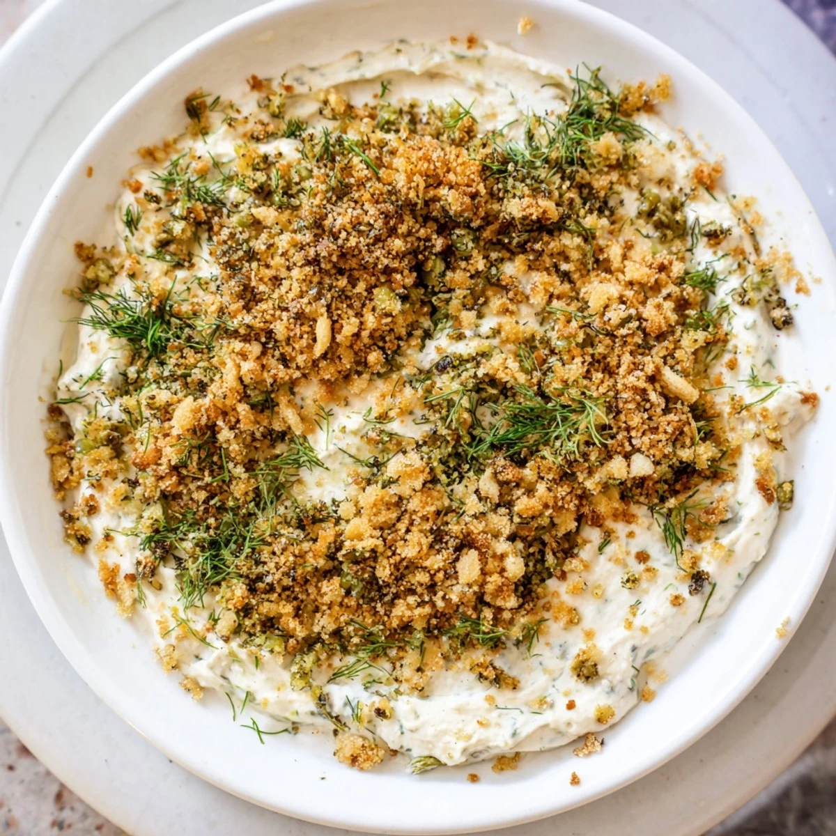 Creamy fried pickle dip, a vibrant appetizer ready to scoop up with crunchy potato chips.