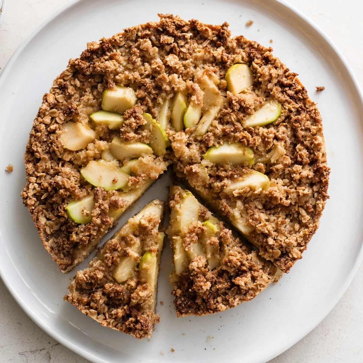 Warm, bubbly Best Apple Crisp, with a golden oat topping, ready to serve with vanilla ice cream.