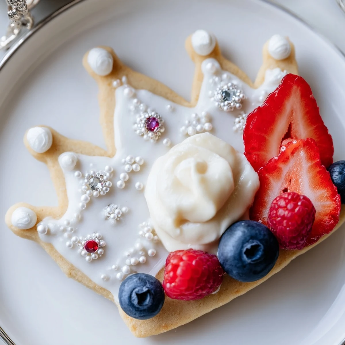 Magnificent Princess Crown dessert tray with jewel-toned berries beside creamy white mousse.