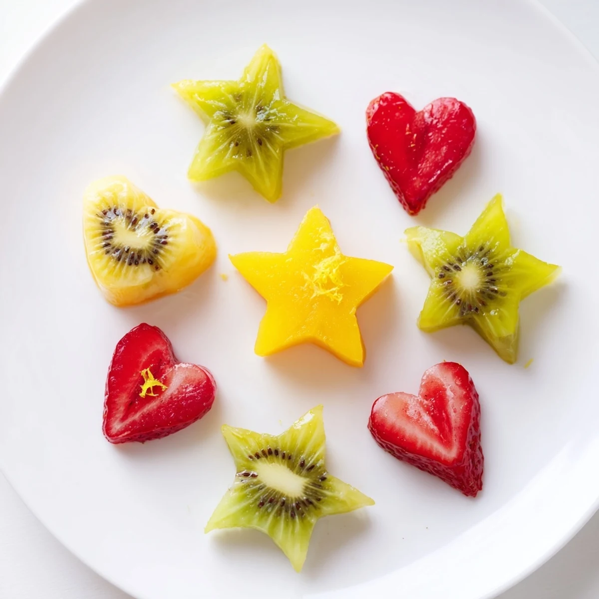 A close-up shot of colorful Midnight Kiss Star and Heart garnishes, offering a burst of fruity flavors.