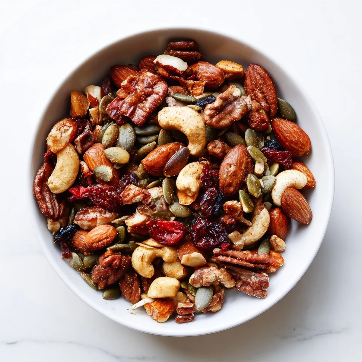 Golden-brown Nutty Nosh Squirrel Snack Mix, freshly baked with a hint of spice, ready to serve.