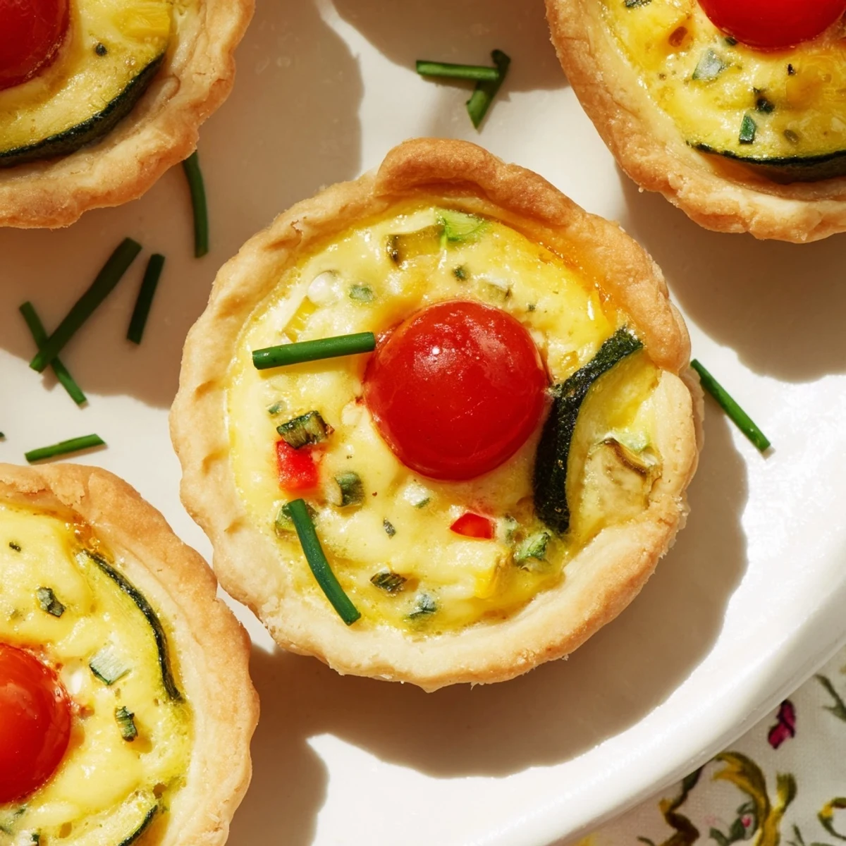Freshly baked Couronne Florale Mini Quiches in a wreath formation, perfect appetizers for celebrations.