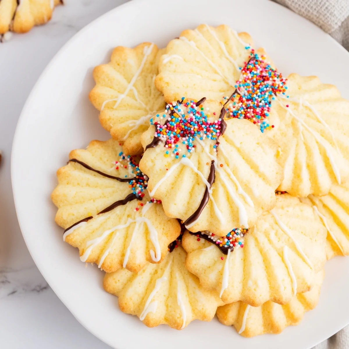 Beautifully arranged fan-shaped Spritz Cookies, a festive, buttery treat perfect for any occasion.