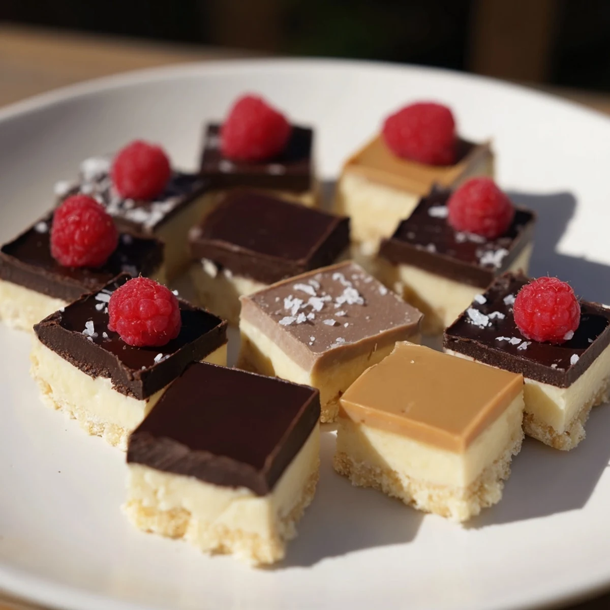 A close-up of The Checkerboard Terrace, showcasing a delightful dessert grid of varied flavors.