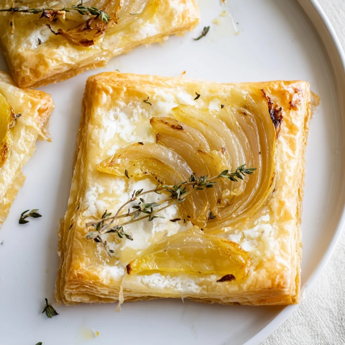 Savory Caramelized Onion Tart shows off glistening onions, Gruyère cheese, and a perfect pastry crust.