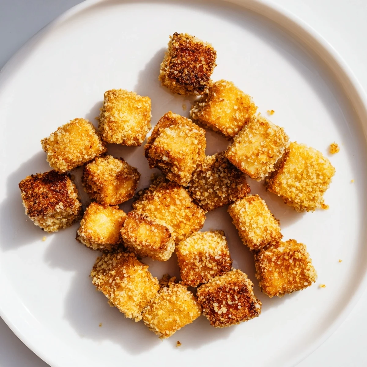 Golden-brown crispy tofu nuggets, ready to dip, an easy plant-based snack perfect for any meal.