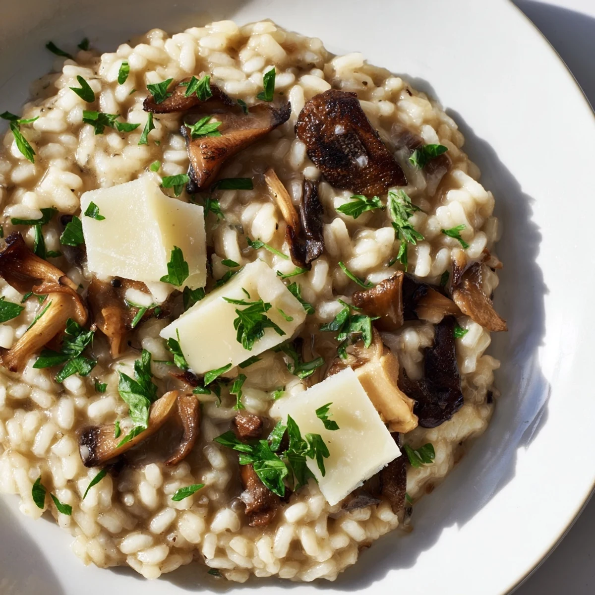 Delicious, vegetarian Italian Mushroom Risotto with perfectly cooked mushrooms and hearty texture.