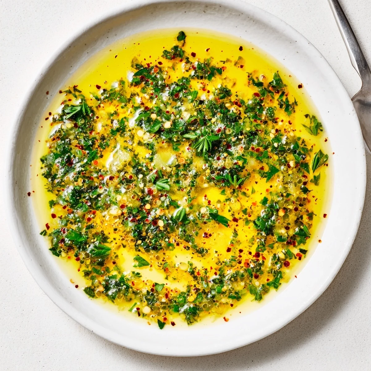 A warm bowl of Cowboy Butter Sauce with fresh herbs and lemon zest, ready for dipping steak or roasted vegetables.