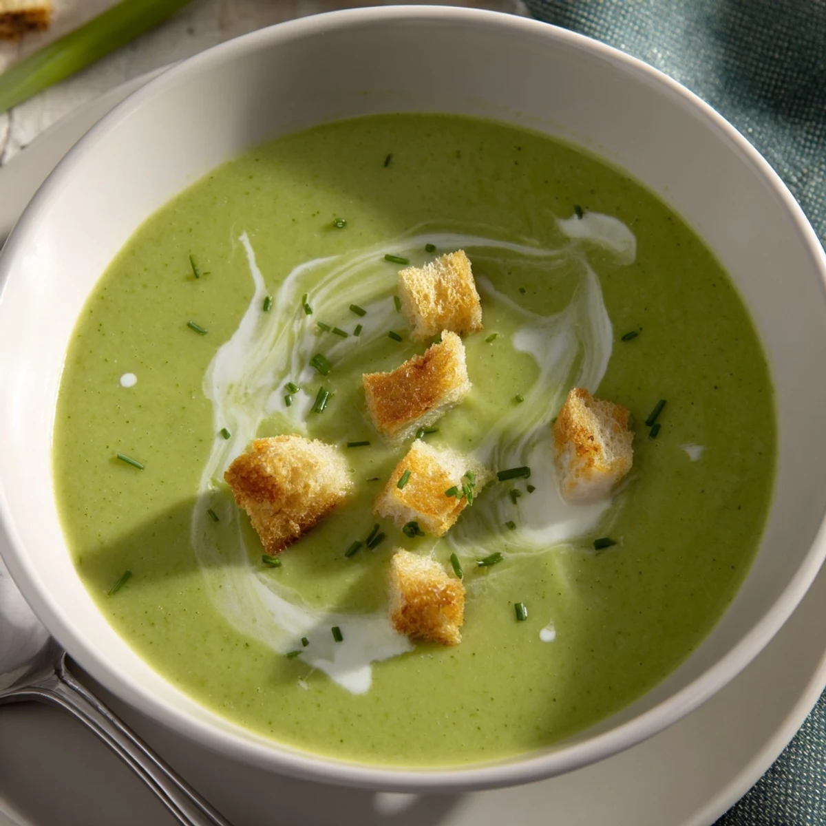 Velvety creamy broccoli soup, perfect for a cozy winter evening.