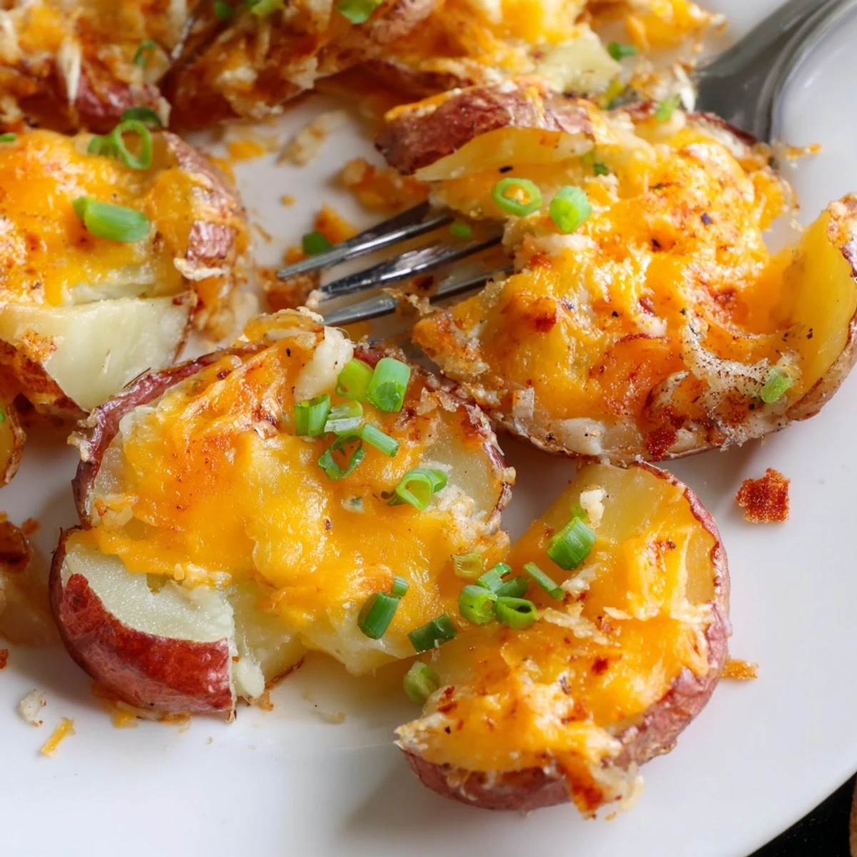 Deliciously golden Smashed Green Onion Potato Bombs, perfect for sharing at dinner parties.  