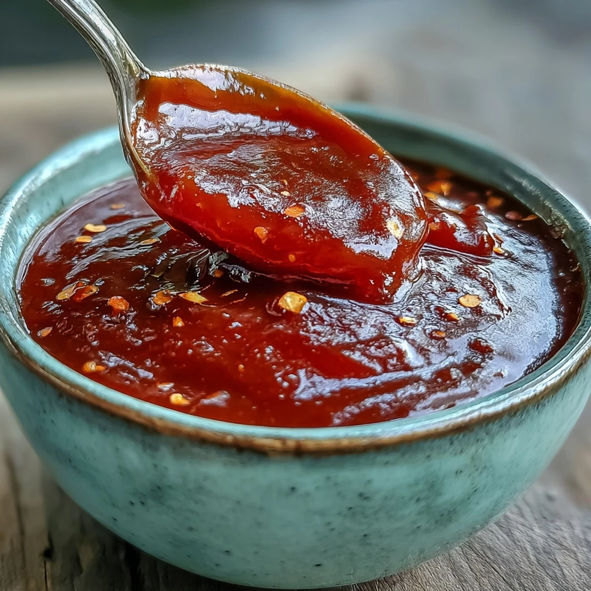 Homemade Guava BBQ Sauce simmering with onions and spices in a saucepan.