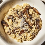 Creamy Mushroom Orzo recipe: Golden-brown mushrooms swirled through rich, cheesy orzo dish.