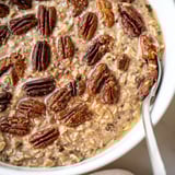 Enjoy Maple Pecan Baked Oatmeal, a delightful fall treat with a hint of maple.