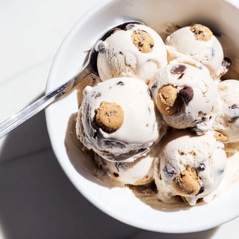 Creamy Cottage Cheese Ice Cream with cookie dough for a refreshing dessert treat.  