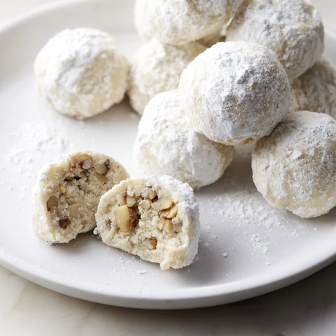 Fluffy Budget-Friendly Snowball Cookies, coated in powdered sugar, ready for a delicious bite.