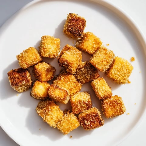 Golden-brown crispy tofu nuggets, ready to dip, an easy plant-based snack perfect for any meal.