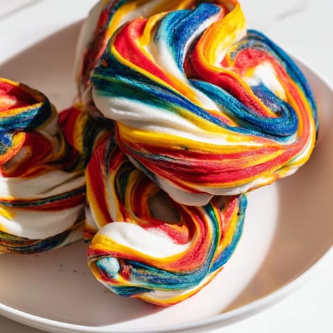 Light and airy rainbow cloud bread, a delightful treat for cheerful gatherings.  