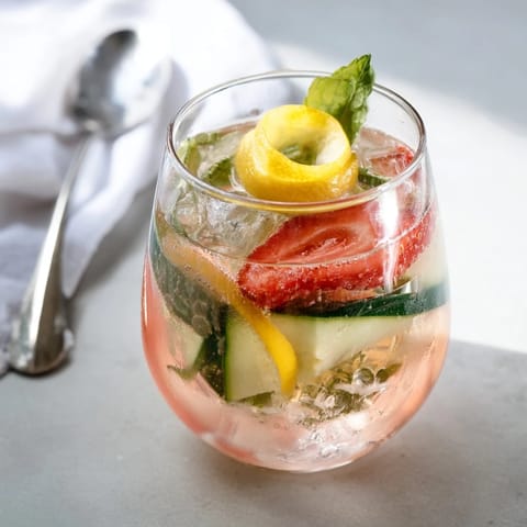 Hydrating mocktails made with flavored water enhancers and vibrant fruit slices.  
