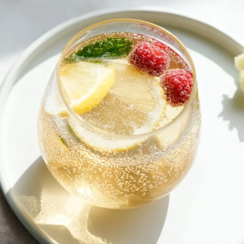 Refreshing kombucha-style home-brew mocktails with vibrant berries and mint garnish.  