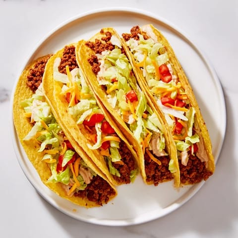 A close-up of a Cheesy Gordita Crunch Taco shows seasoned beef and fresh toppings inside.
