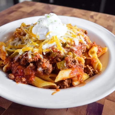 Easy Beef Enchilada Pasta