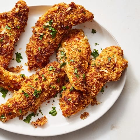 Golden-brown air fryer festive chicken tenders, ready to be dipped and enjoyed with friends.