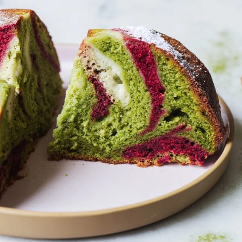 Red Green Matcha Marble Cake