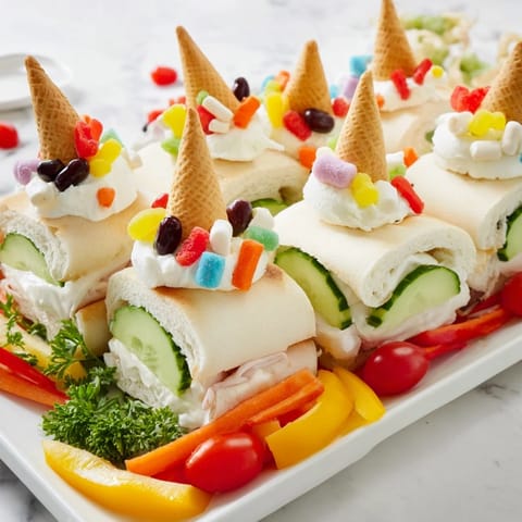Whimsical Fairy Tale Castle Platter with colorful fruits, veggies, and candy for a party.
