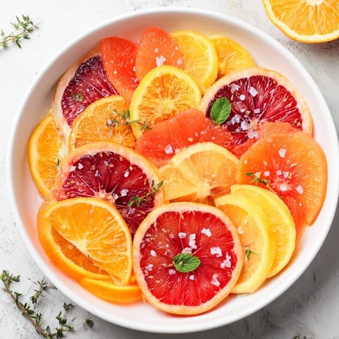 Vibrant citrus slices arranged in a garland on this fruit board, a stunning visual treat.