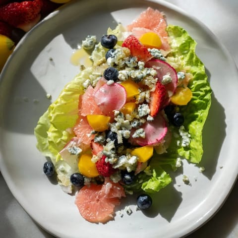 Vibrant Baby Shower Pastel Palette Salad, featuring pink grapefruit and juicy summer strawberries.