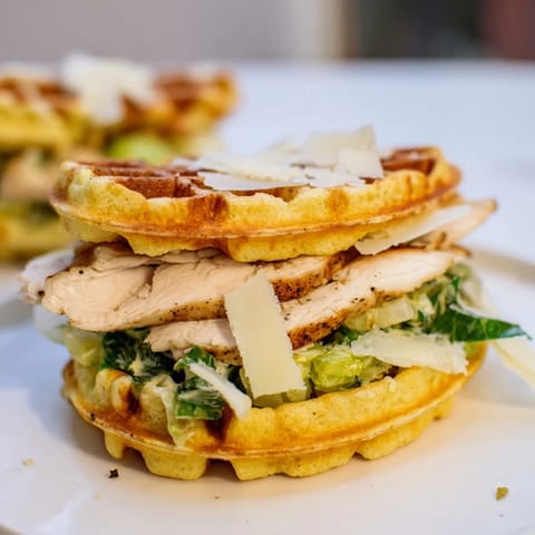 Chicken Caesar Waffle Sandwich