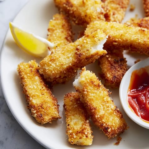 Crispy panko halloumi cheese with a golden crust, accompanied by lemon wedges and hot sauce for a zesty, savory appetizer experience.