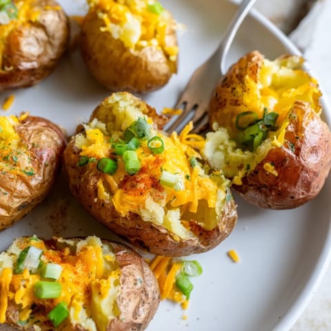 Crispy Smashed Green Onion Potato Bombs topped with melted cheese and fresh herbs.  