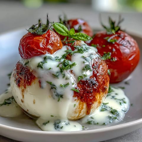 Caprese Skewers with Pesto Drizzle: Fresh tomato and mozzarella bites drizzled with vibrant basil pesto on small skewers.