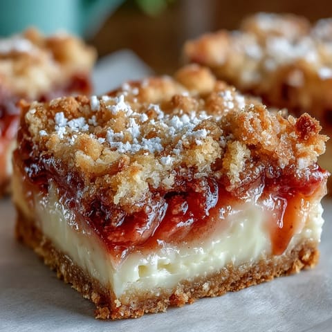 Sweet and tangy rhubarb custard bars, a picture of perfect springtime dessert.