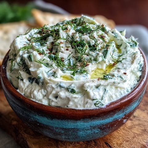 Vibrant Greek Skyr Tzatziki dip, ready for pita, veggies, or grilled meats.