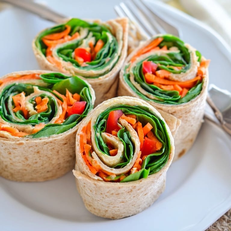 Easy Veggie Hummus Pinwheels recipe: Perfect for lunchboxes, with fresh, crunchy fillings.
