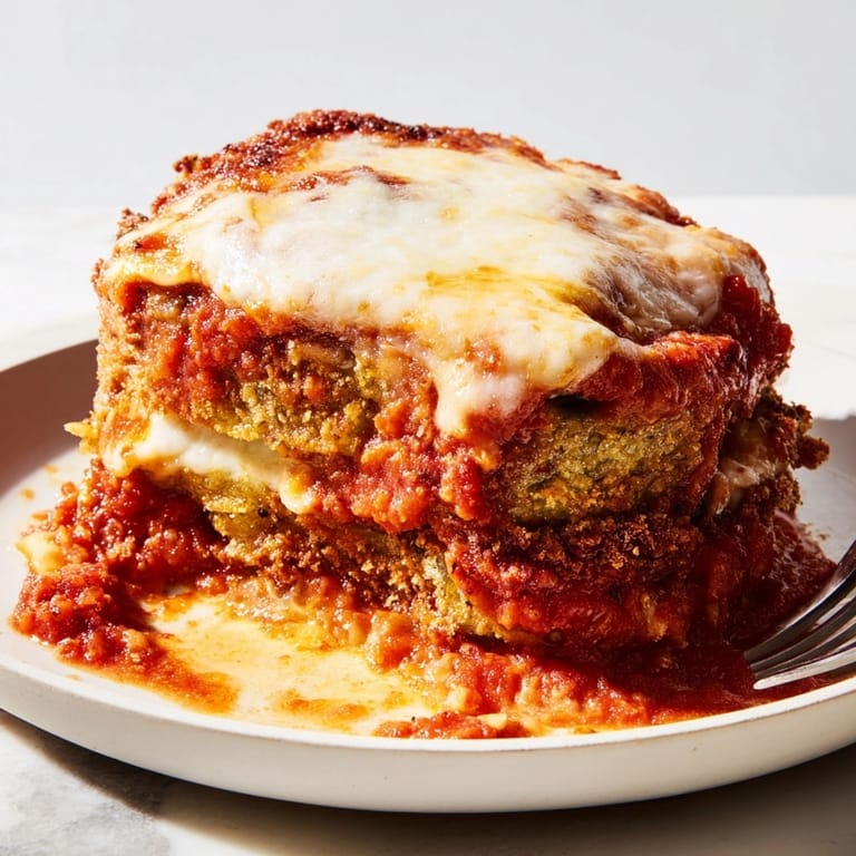 Homemade Eggplant Parmesan Casserole recipe: crispy eggplant, rich tomato sauce, mozzarella perfection.