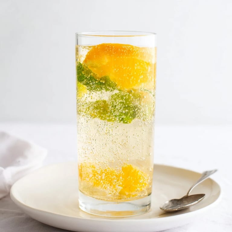 Refreshing homemade Probiotic Soda Mocktail garnished with orange slices in clear glasses.  