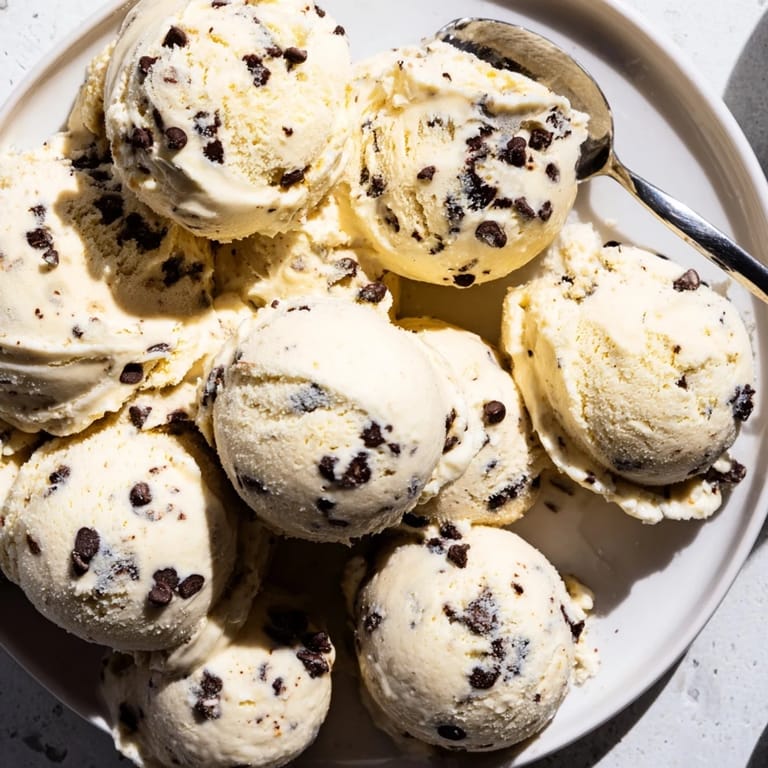 Delicious Cottage Cheese Ice Cream swirled with edible cookie dough for easy indulgence.