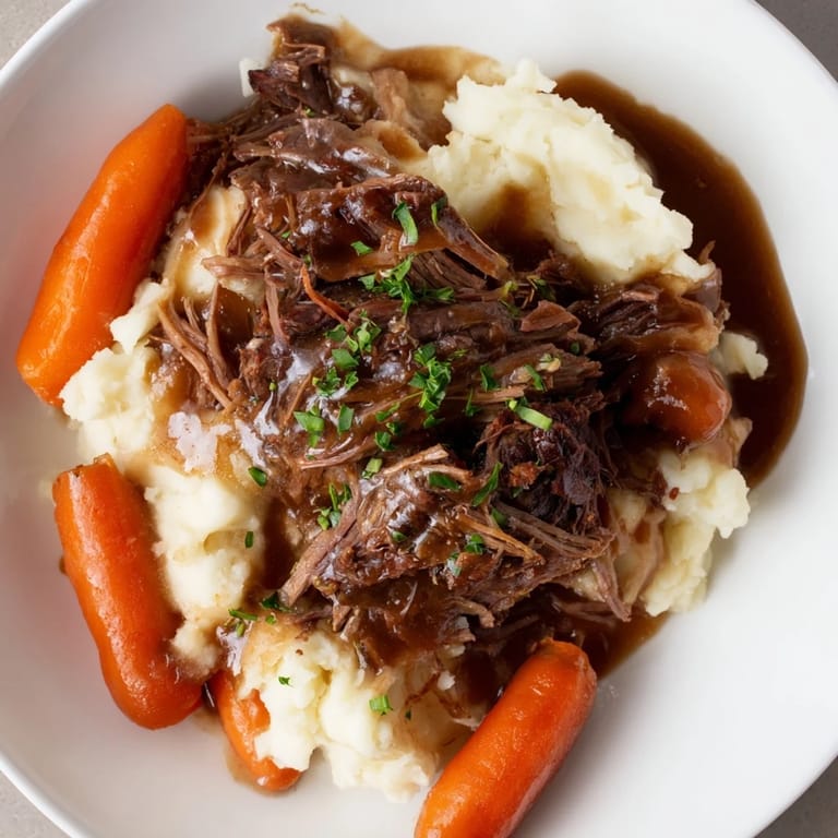 Hearty Slow Cooker Pot Roast, slow-cooked to perfection, a classic American comfort food meal.